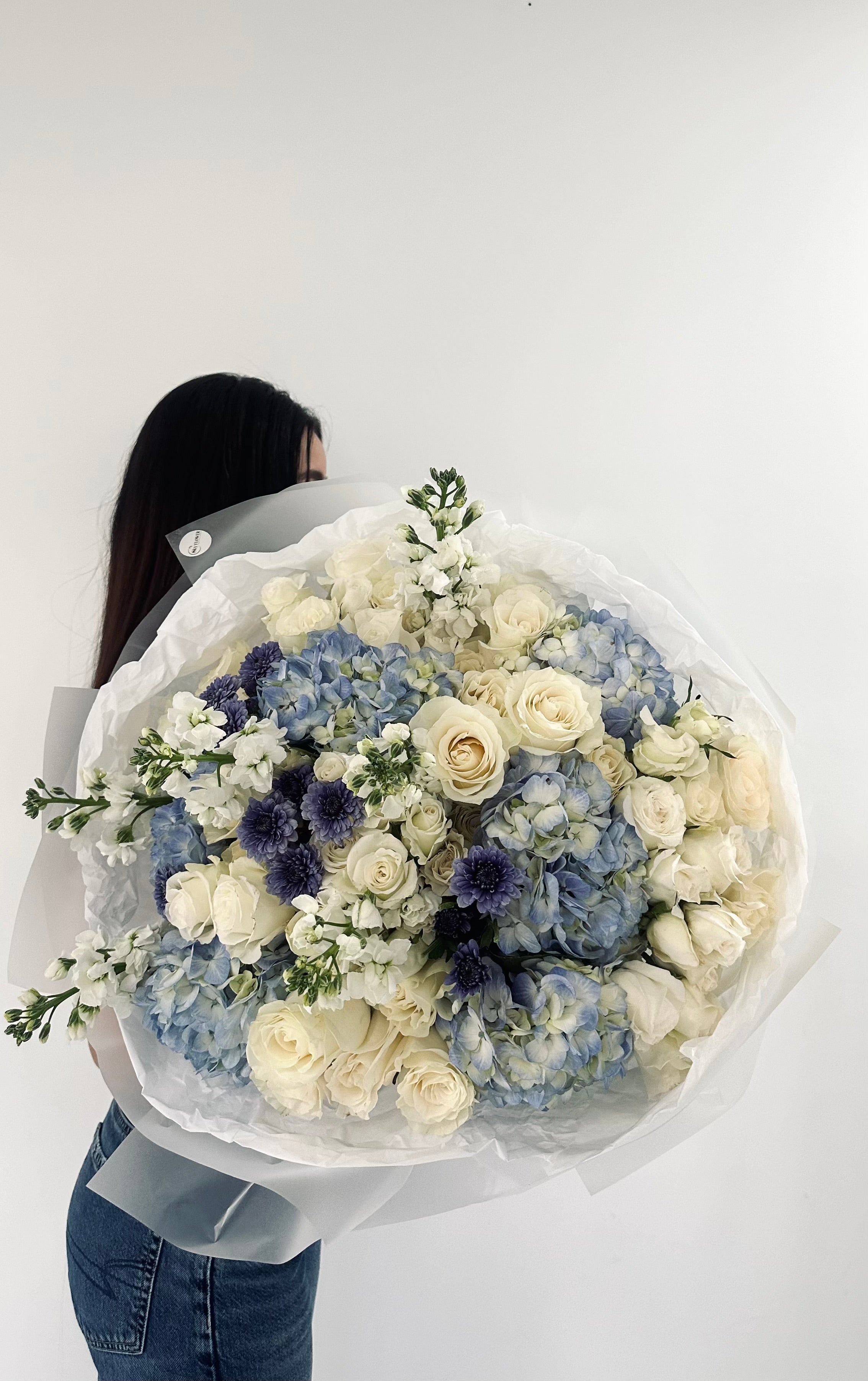 Sky Mix Hydrangea & Rose Bouquet