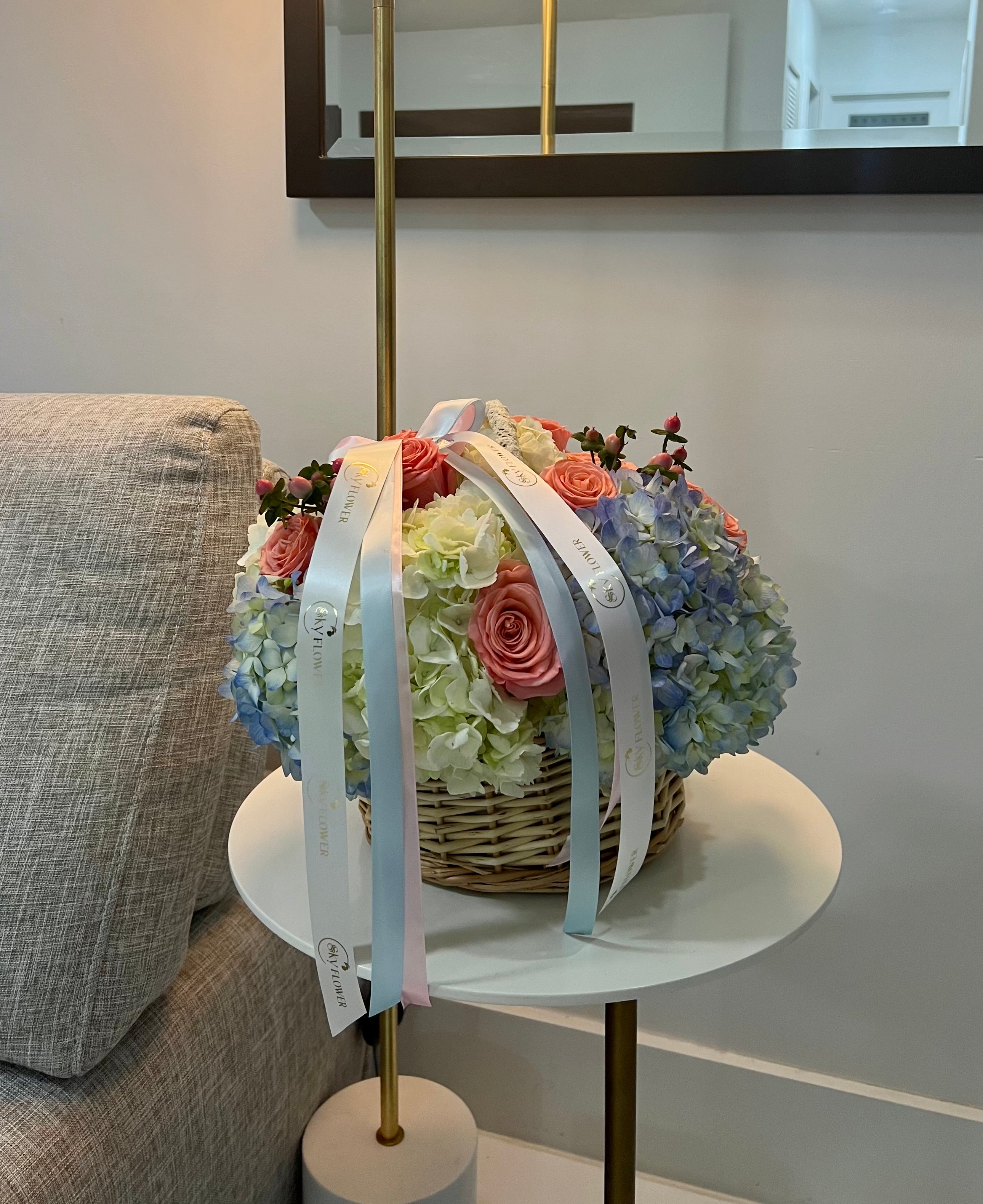Peach and Sky Basket