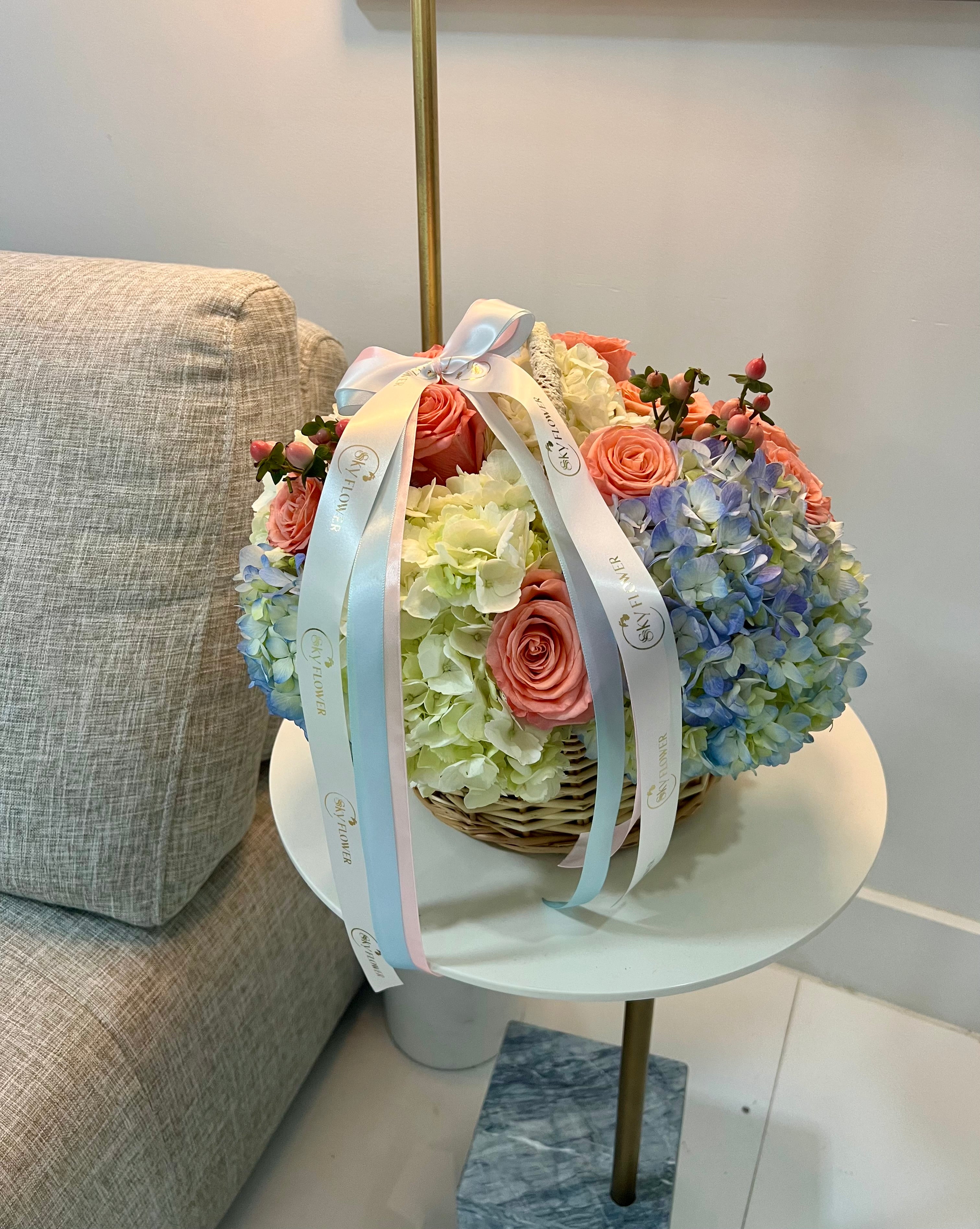 Peach and Sky Basket