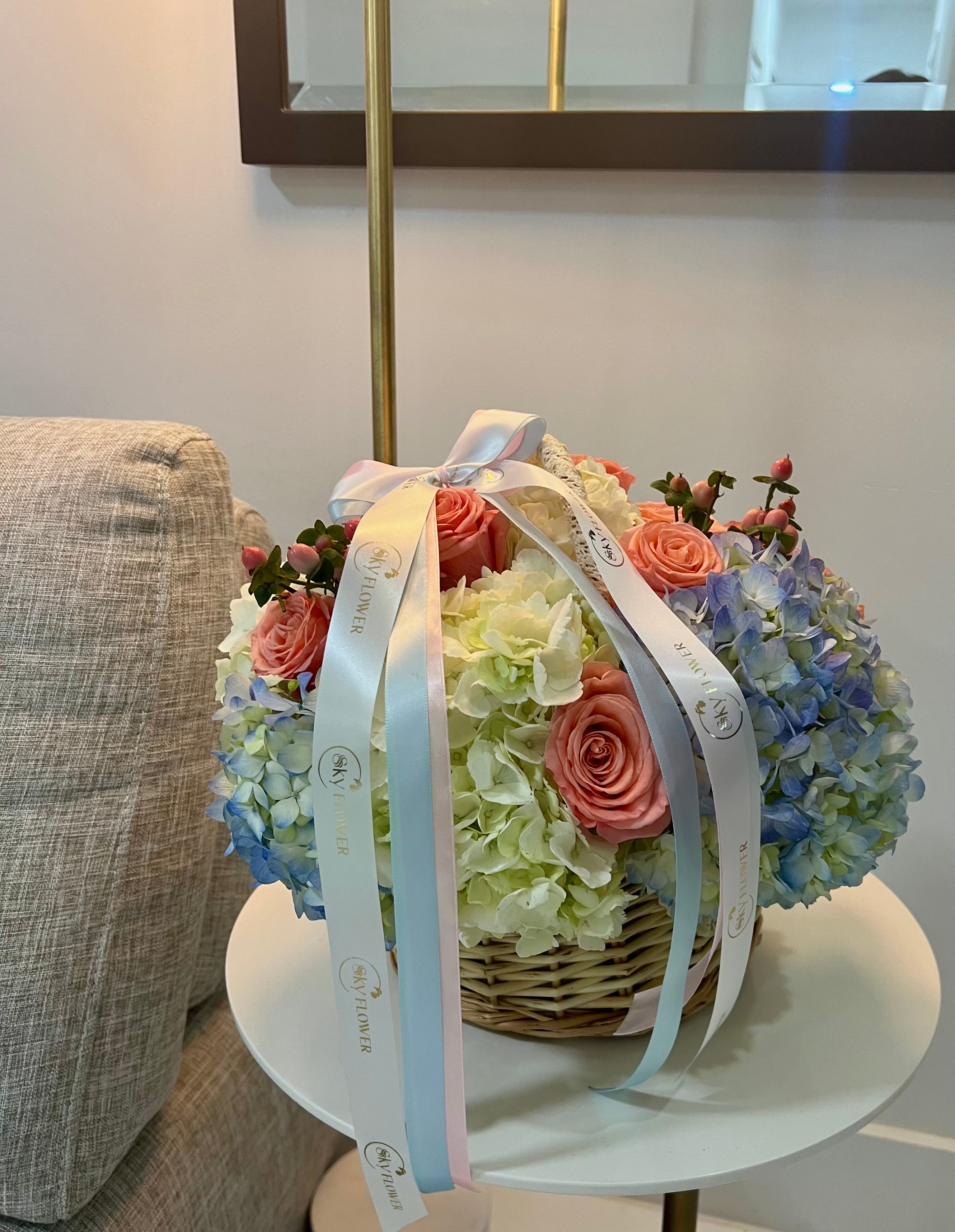 Peach and Sky Basket
