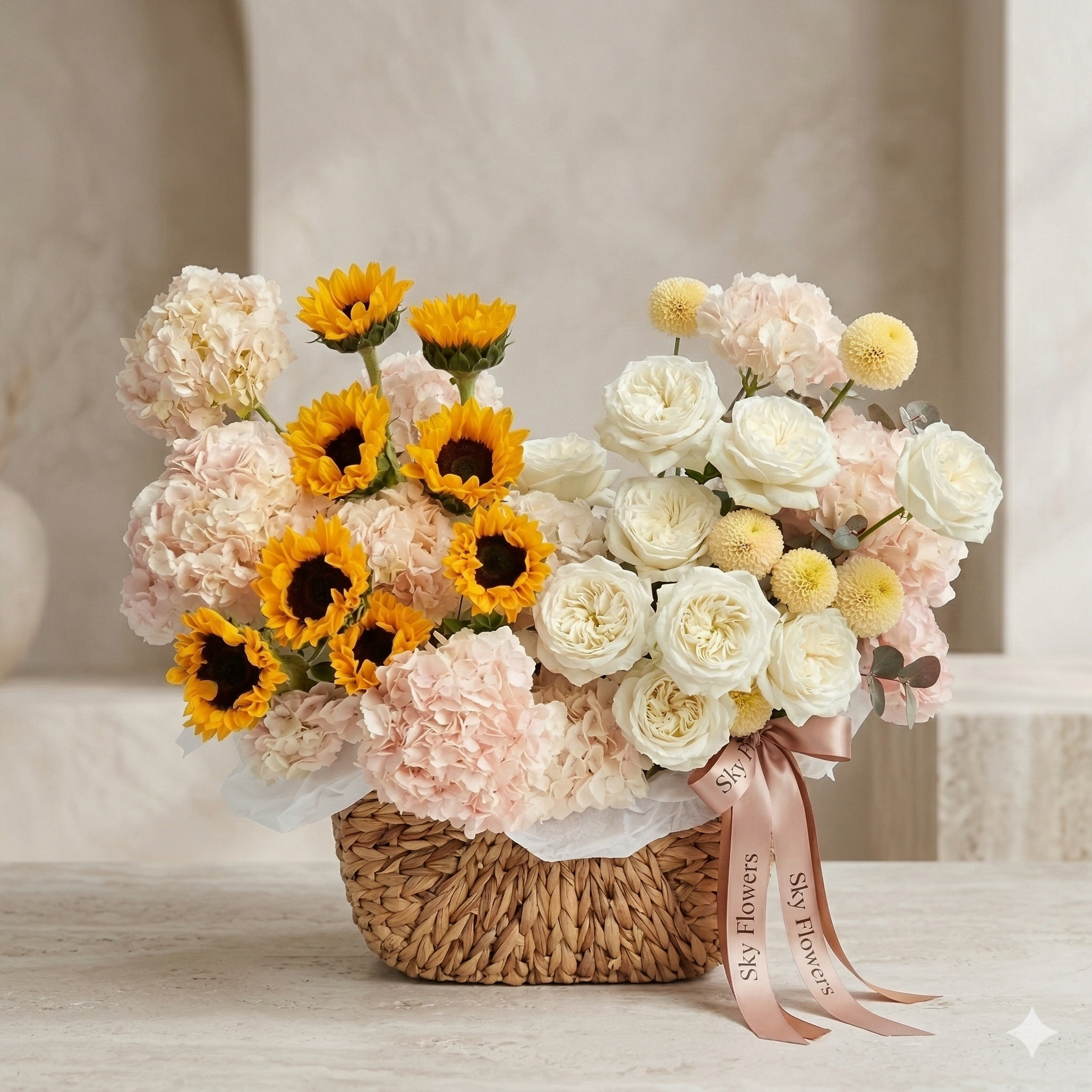 Sun Flowers Basket