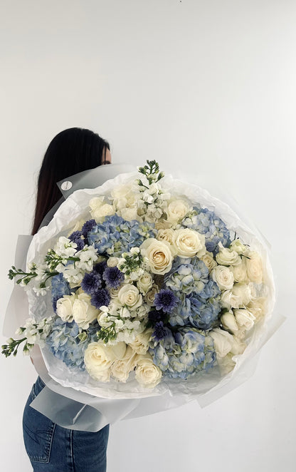 Sky Mix Hydrangea & Rose Bouquet