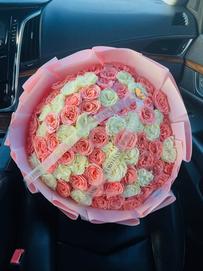 Mix white & pink Roses Bouquet